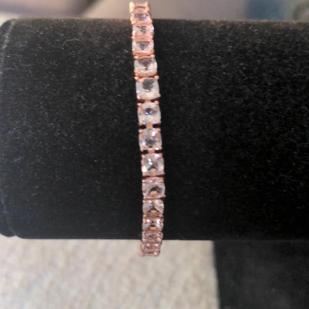 New Rose Gold Over Sterling Silver Morganite Tennis Bracelet, 7 1/4